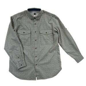 The North Face Shirt Mens M Green Plaid Roll‎ Tab Sleeve Button Up Vented